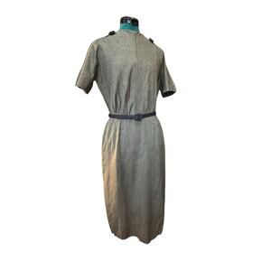 Vintage 1950s Cartwright Dress Brown Wiggle Sheath Belted Lined Metal Zip M